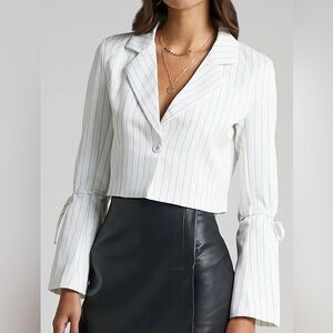 NEW Showpo White Striped Blazer - Size M